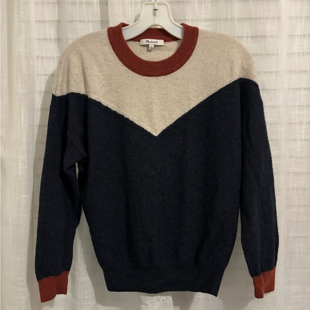 Madewell Yoke Colorblock Chevron Sweater - Picture 1 of 6